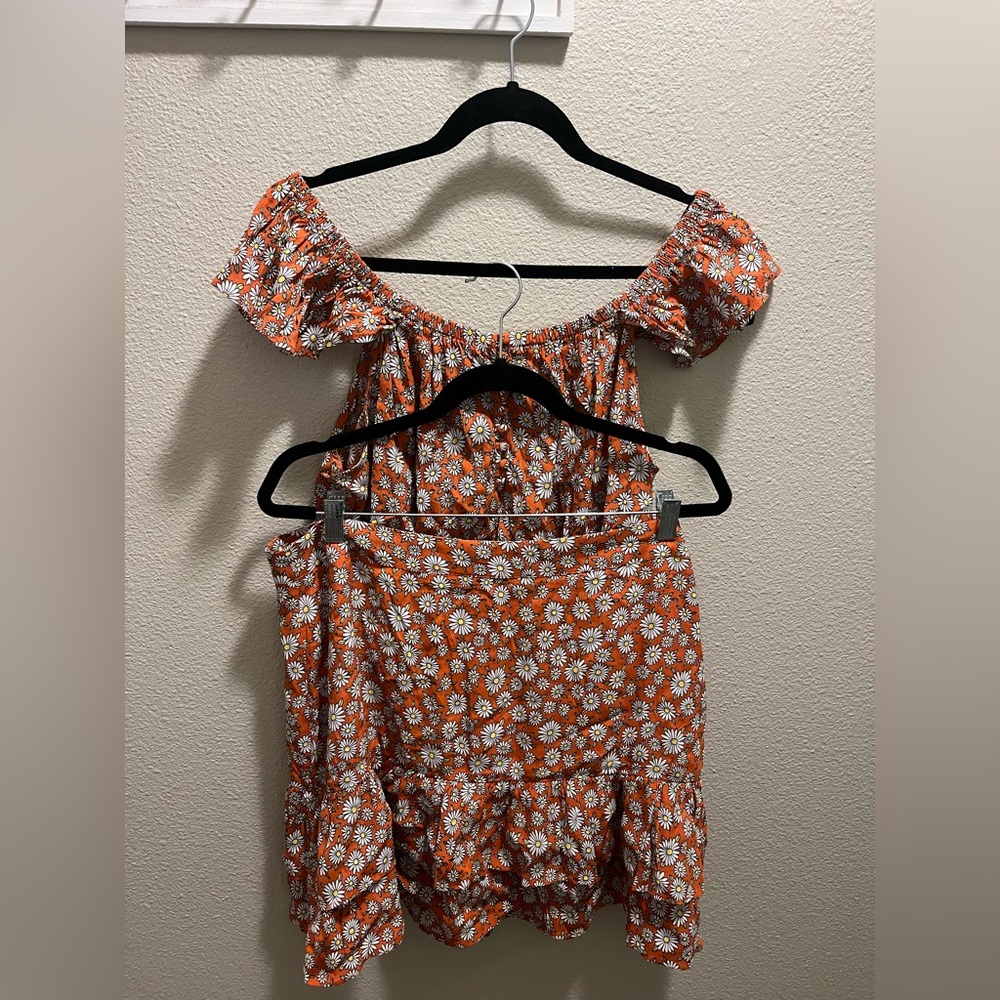 Floral shirt and skirt set